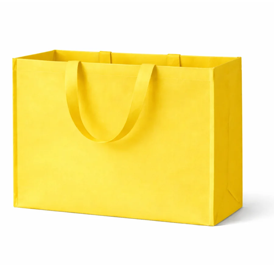Bolsa ancha amarilla lisa de Bee Bags, lista para llevar tu marca